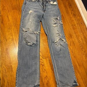 Eunina Classic Blue Ripped Straight Leg Jeans